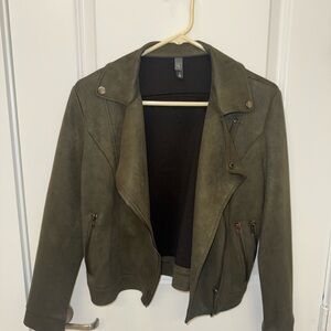 Olive Green Women's Suede Jacket